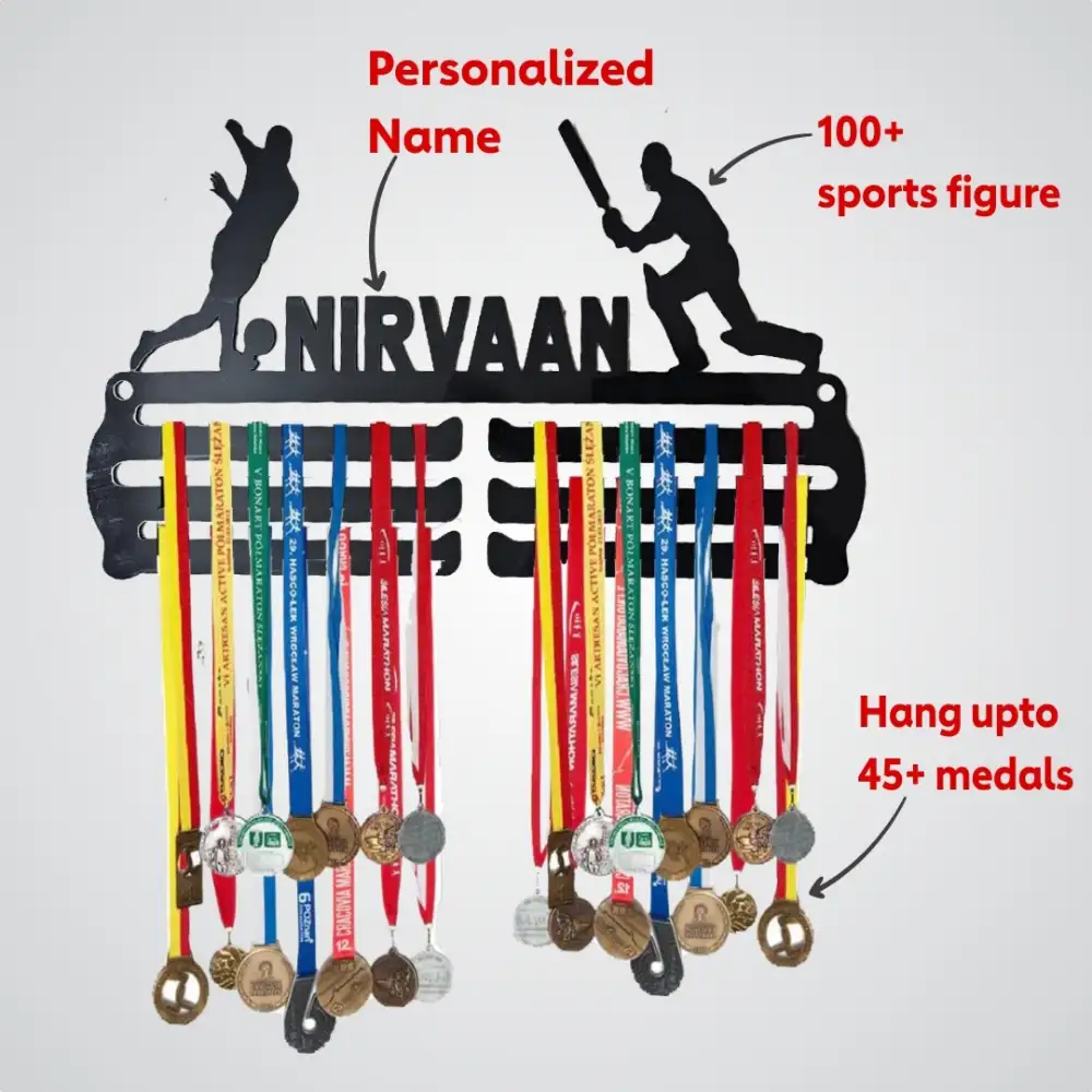 Medal hanger with name for sports achievement decor